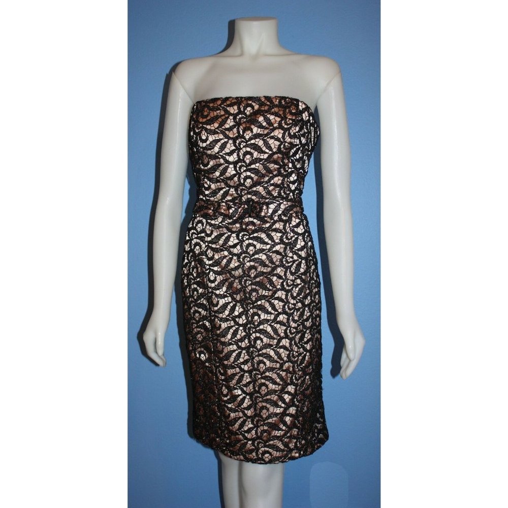 Js Collections Metallic Black Strapless Dress Size - image 1